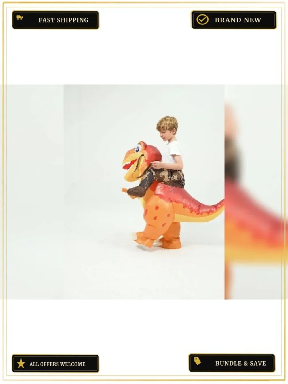 Inflatable Dinosaur Costume Kids Blow Up T-Rex Fancy Dress Halloween